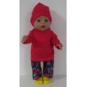 broek set donker blauw bloemen rood baby born 43cm