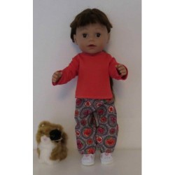 broek set grijs roosjes  baby born 43cm