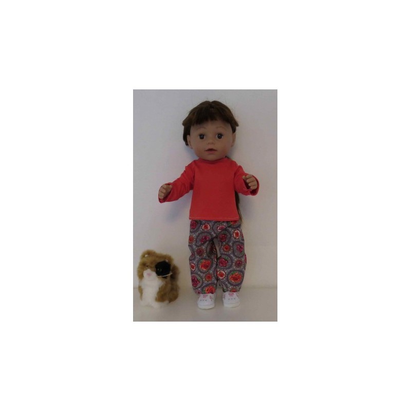 broek set grijs roosjes  baby born 43cm