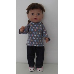 broek set grijs hartje baby born 43cm