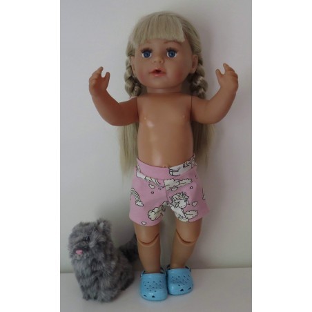 korte broek roze eenhoorn baby born 43cm
