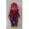 luxe broek set donker blauw met bloemen rood  baby born 43cm