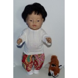 broek set rood bloemen baby born 43cm