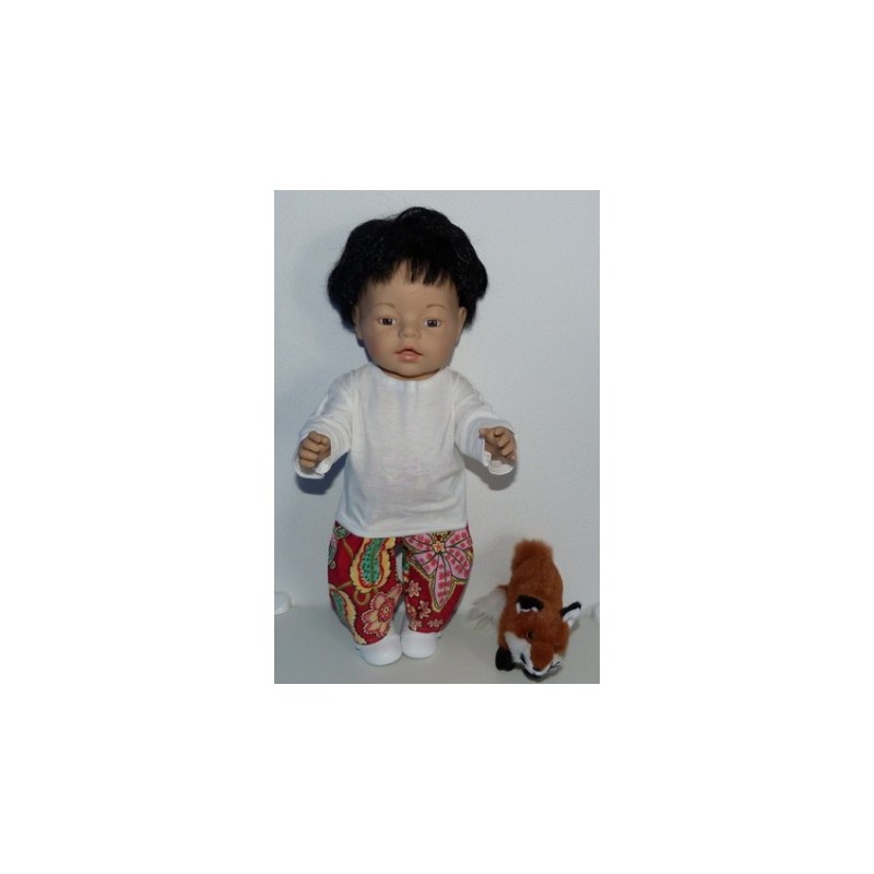 broek set rood bloemen baby born 43cm