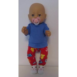 broek set rood cijfers baby born 43cm
