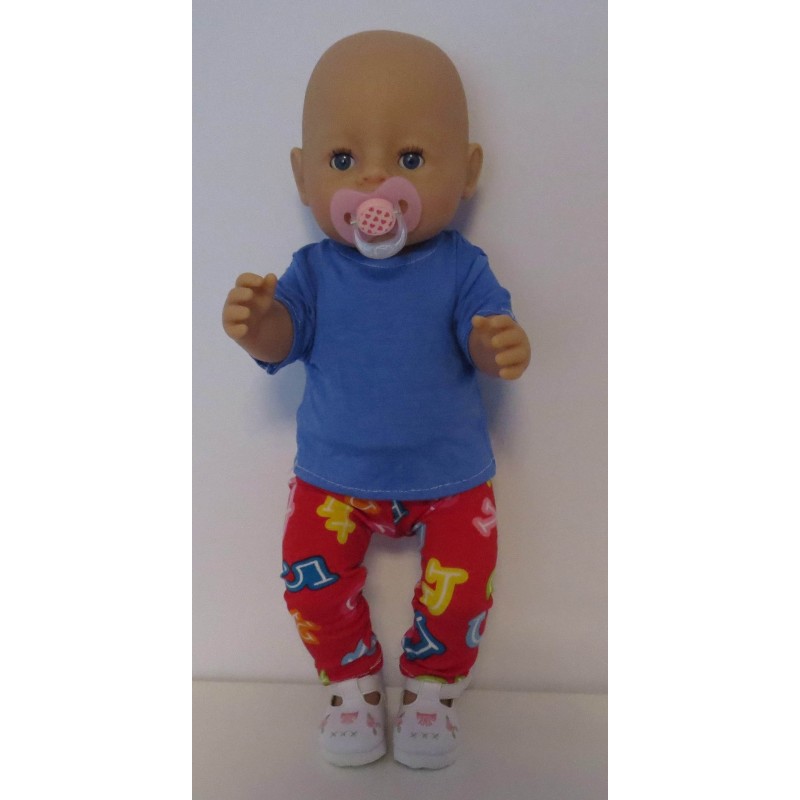 broek set rood cijfers baby born 43cm