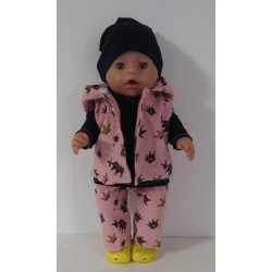 luxe broek set roze krrontjes baby born 43cm