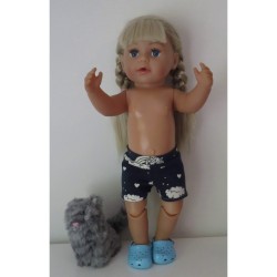 korte broek blauw eenhoorn baby born 43cm