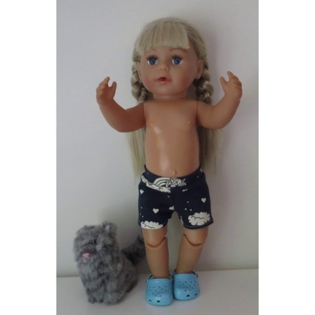 korte broek blauw eenhoorn baby born 43cm