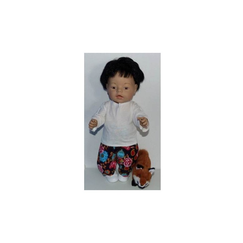 broek set zwart met bloemen baby born 43cm