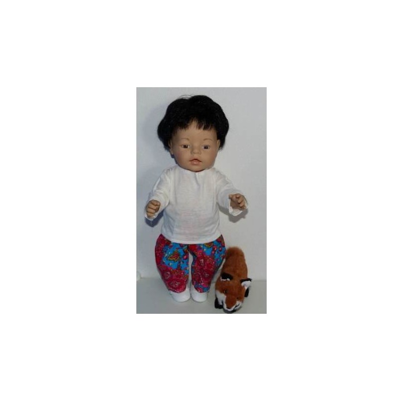 broek set blauw met bloemen baby born 43cm