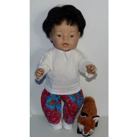 broek set blauw met bloemen baby born 43cm