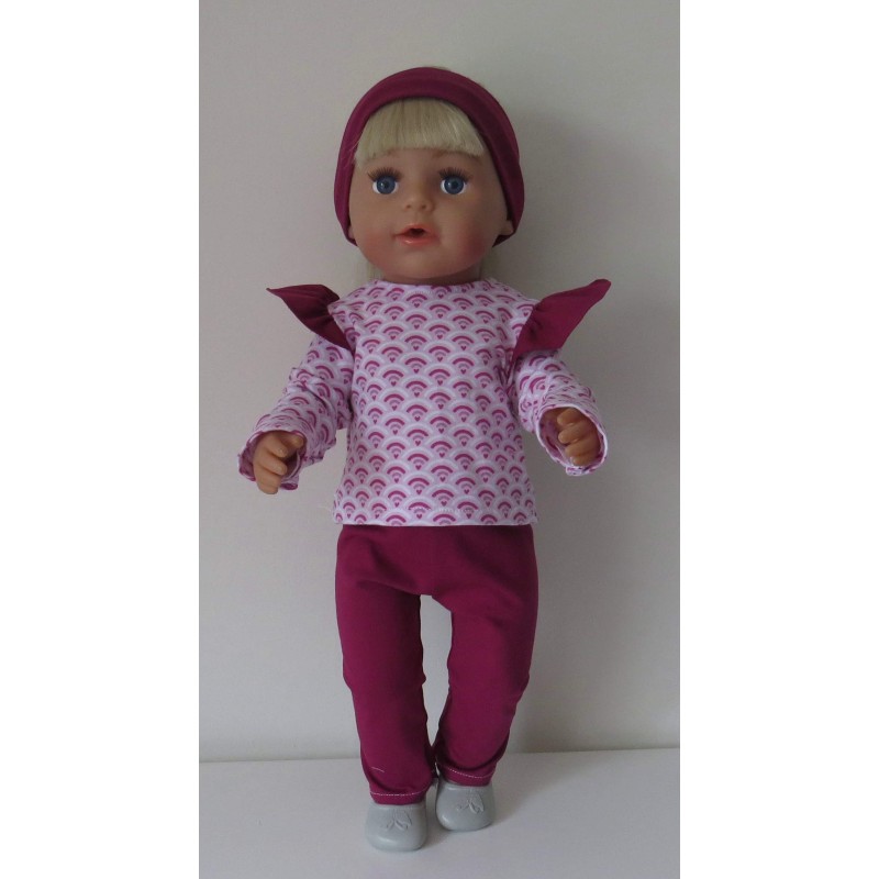 broek set roze hartje baby born 43cm