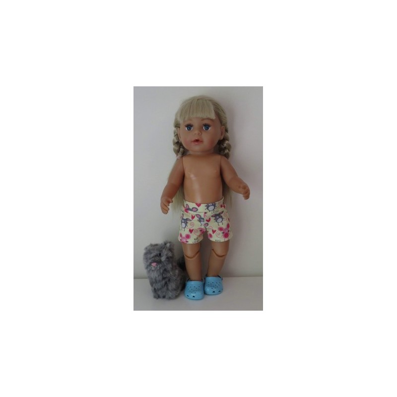korte broek geel muis baby born 43cm