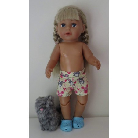 korte broek geel muis baby born 43cm