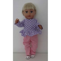 broek set lila polka dots roezel baby born 43cm