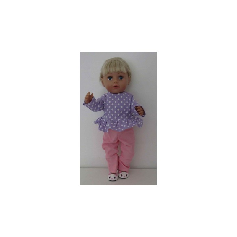broek set lila polka dots roezel baby born 43cm