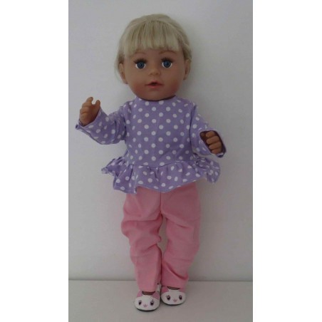 broek set lila polka dots roezel baby born 43cm