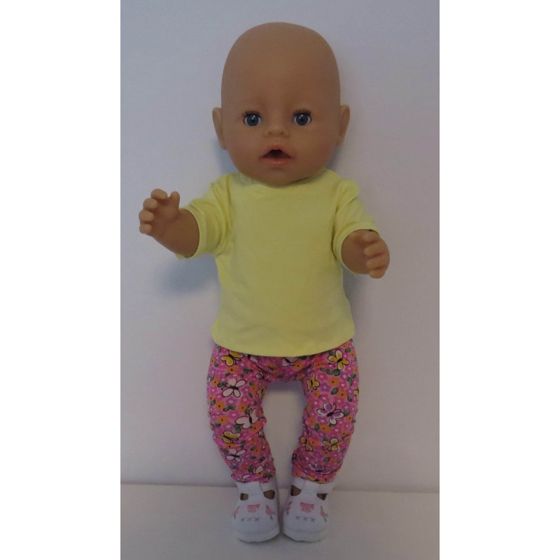 broek set roze vlinders  baby born 43cm