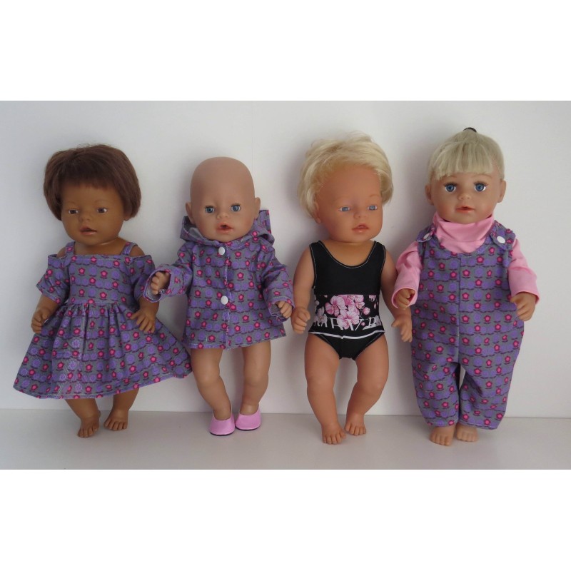 gift set grijs met lila bloemen baby born 43cm