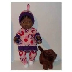 broek set roze met gekleurd baby born 43cm