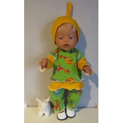 broek set groen fantasy dieren geel baby born 43cm