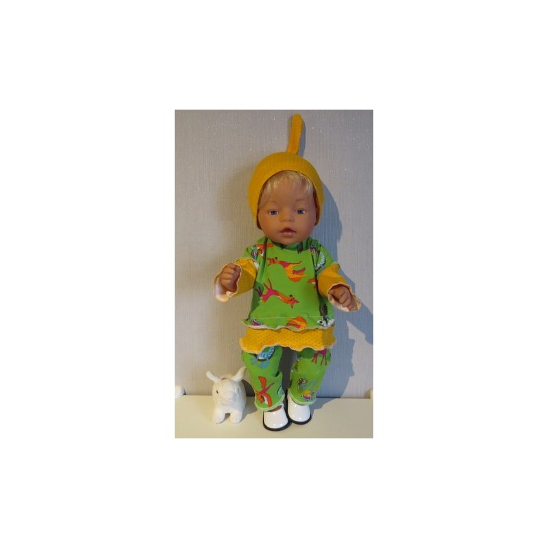 broek set groen fantasy dieren geel baby born 43cm