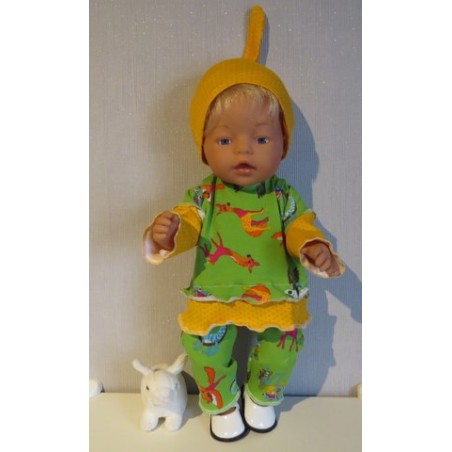 broek set groen fantasy dieren geel baby born 43cm