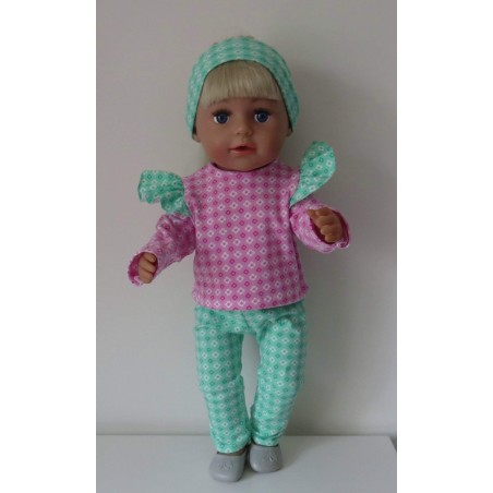 broek set roze met groen baby born 43cm