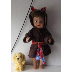 badjas bruin met rood piraat baby born 43cm