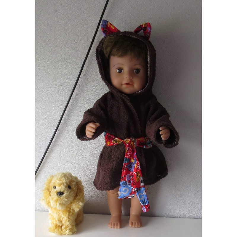 badjas bruin met rood piraat baby born 43cm