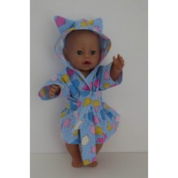 ochtendjas blauw dieren  baby born 43cm