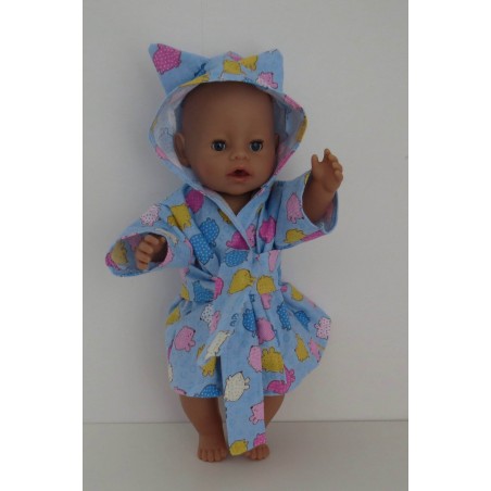 ochtendjas blauw dieren  baby born 43cm
