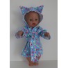 ochtendjas blauw hello kitty hartjes  baby born 43cm
