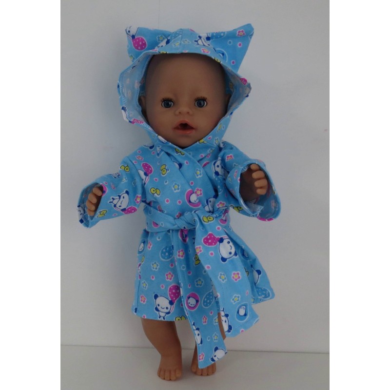 ochtendjas licht blauw panda baby born 43cm