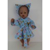 ochtendjas licht blauw konijn   baby born 43cm