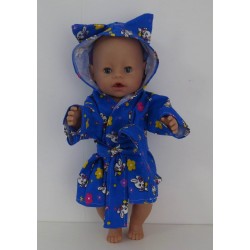ochtendjas donker blauw konijn   baby born 43cm