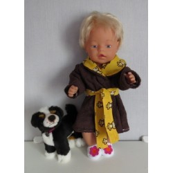 badjas bruin met apen geel baby born 43cm