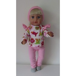 broek set roze monsters baby born 43cm