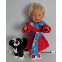 badjas rood met brandweer blauw  baby born 43cm