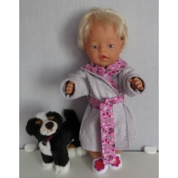 badjas grijs met paddestoelen roze baby born 43cm
