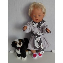 badjas licht grijs met koeien baby born 43cm
