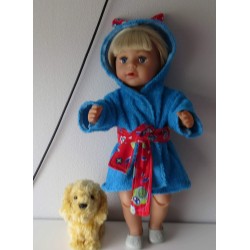 badjas qaua blauw met uilen rood baby born 43cm