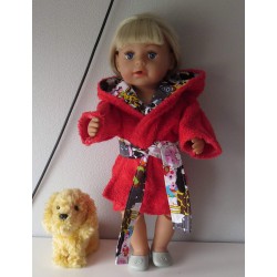 badjas rood met dieren puntmuts baby born 43cm