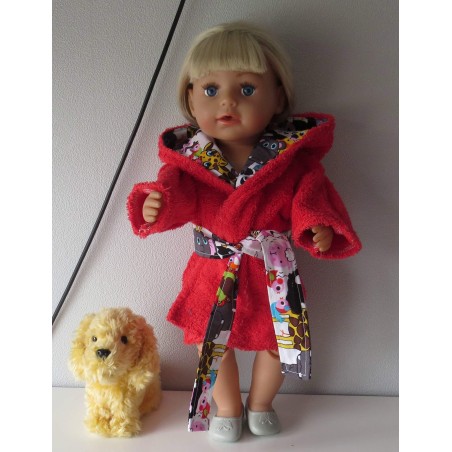 badjas rood met dieren puntmuts baby born 43cm