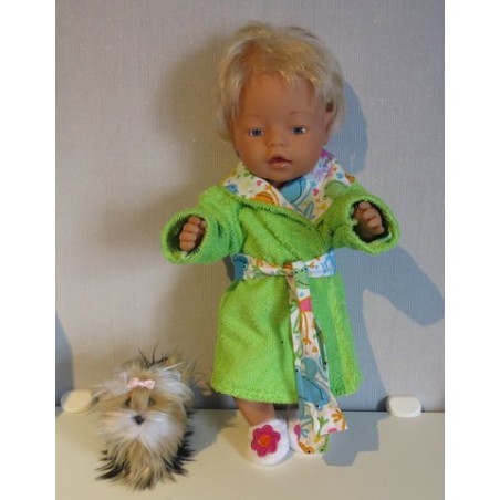 badjas groen met kikkers gekleurd baby born 43cm