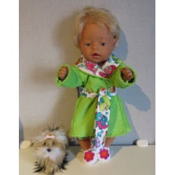 badjas groen met vissen  baby born 43cm