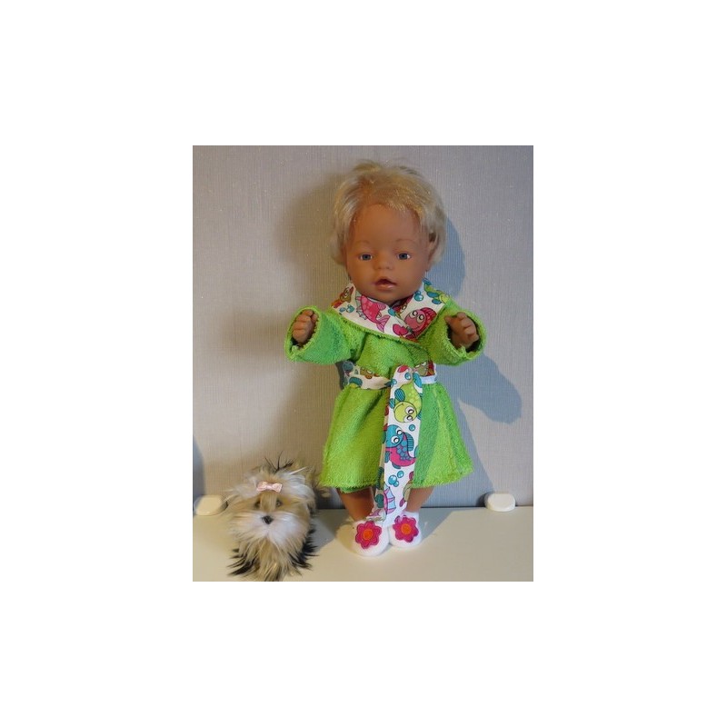 badjas groen met vissen  baby born 43cm