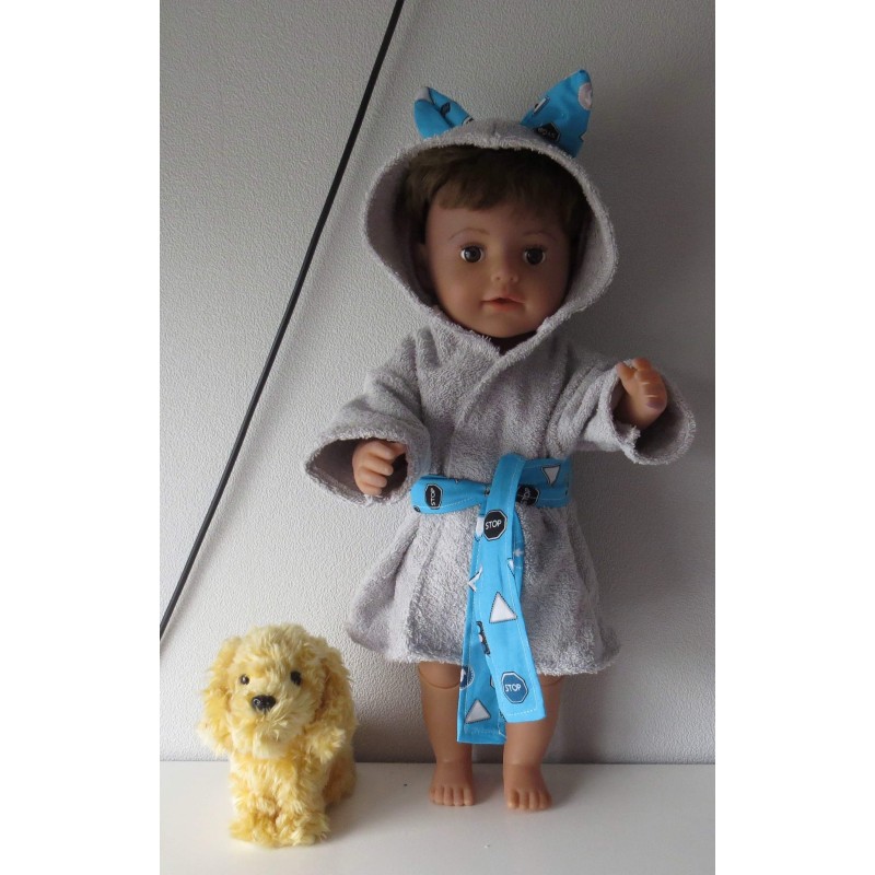 badjas grijs met verkeersborden baby born 43cm
