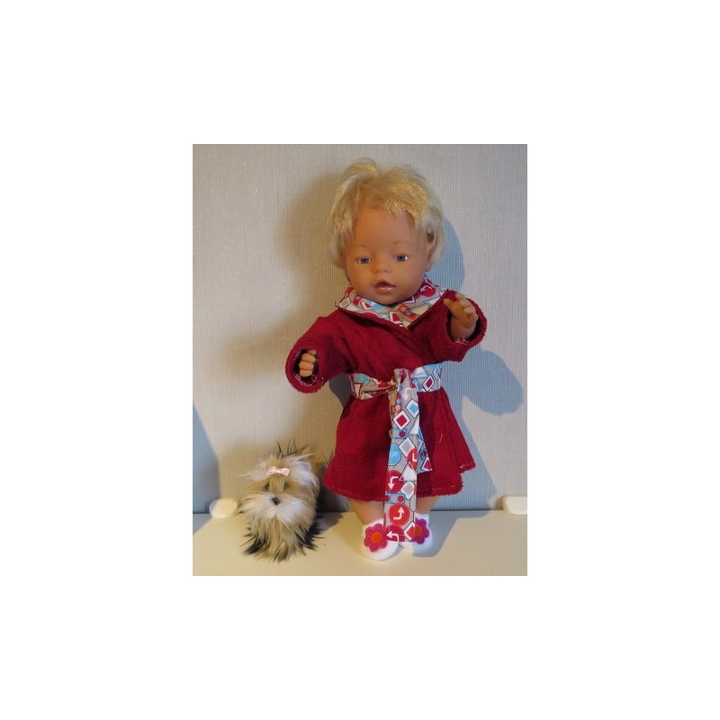 badjasdonker rood met verkeersborden  baby born 43cm